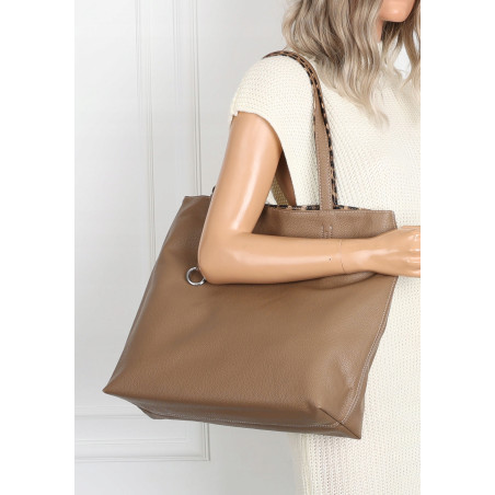 Torebka Damska dwustronna Shopperka 2w1 listonoszka modna WHTS932 Beżowa