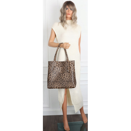 Torebka Damska dwustronna Shopper 2w1 listonoszka modna WHTS932 Granataowa