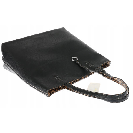 Torebka Damska dwustronna Shopperka 2w1 A4 listonoszka modna WHTS932 Czarna