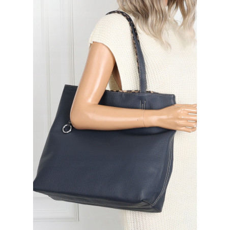 Torebka Damska dwustronna Shopper 2w1 listonoszka modna WHTS932 Granataowa