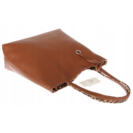 Torebka Damska dwustronna Shopper 2w1 A4 listonoszka modna WHTS932 Brązowa