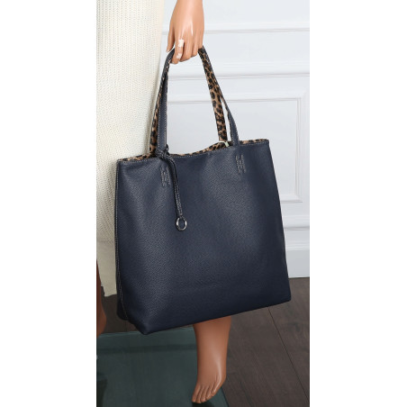 Torebka Damska dwustronna Shopper 2w1 listonoszka modna WHTS932 Granataowa