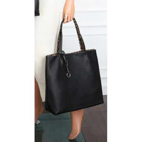 Torebka Damska dwustronna Shopperka 2w1 A4 listonoszka modna WHTS932 Czarna