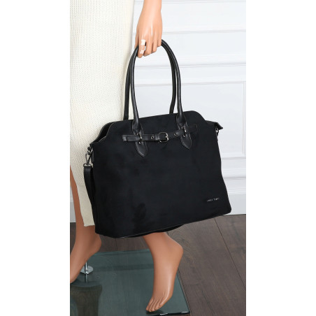 Torebka damska zamsz kuferek elegancka do pracy włoska marka 2947 Czarna