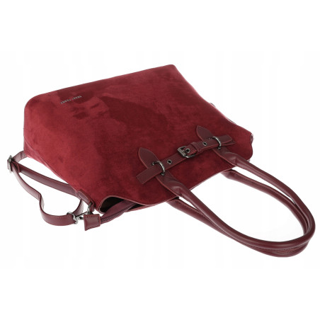 Torebka damska zamsz kuferek elegancka do pracy włoska marka 2947 Bordowa