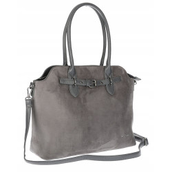 Torebka damska zamsz kuferek elegancka włoska marka modna torba 2947 szara