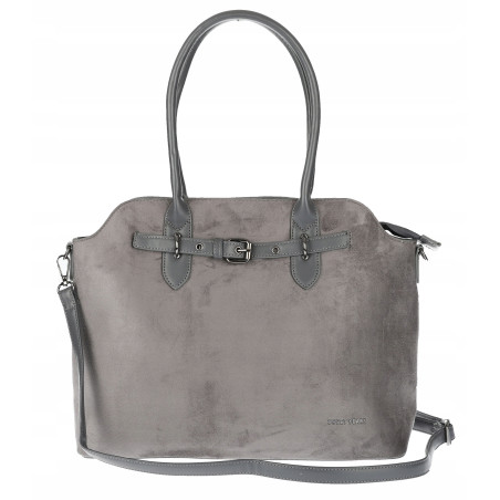 Torebka damska zamsz kuferek elegancka włoska marka modna torba 2947 szara