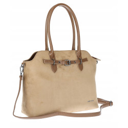 Torebka damska zamsz kuferek elegancka włoska marka modna torba 2947 Beżowa