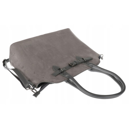 Torebka damska zamsz kuferek elegancka włoska marka modna torba 2947 szara