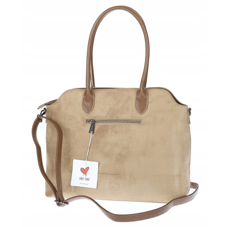 Torebka damska zamsz kuferek elegancka włoska marka modna torba 2947 Beżowa