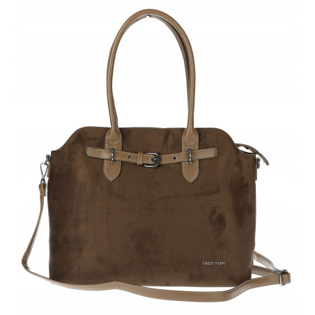 Torebka damska zamsz kuferek elegancka włoska marka modna 2947 Zielona