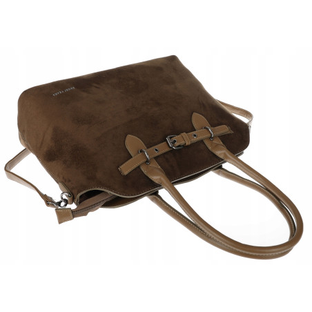 Torebka damska zamsz kuferek elegancka włoska marka modna 2947 Zielona