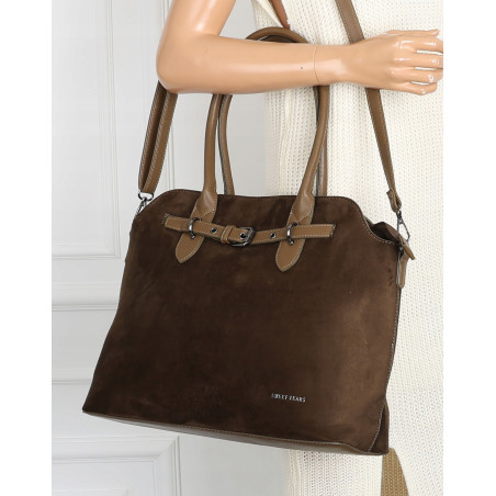 Torebka damska zamsz kuferek elegancka włoska marka modna 2947 Zielona