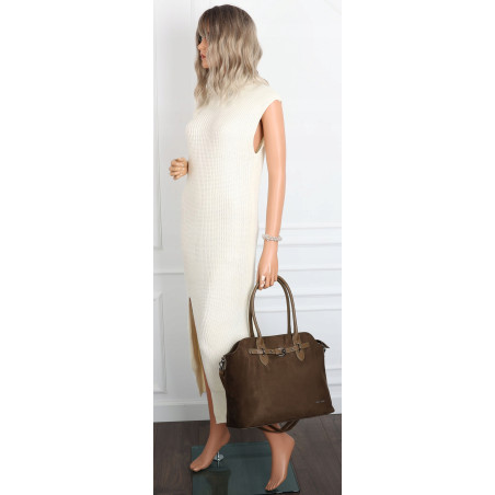 Torebka damska zamsz kuferek elegancka włoska marka modna 2947 Zielona