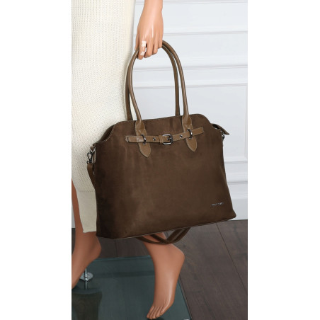 Torebka damska zamsz kuferek elegancka włoska marka modna 2947 Zielona