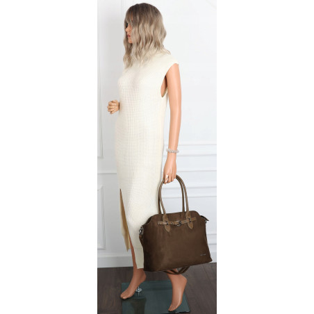 Torebka damska zamsz kuferek elegancka włoska marka modna 2947 Zielona