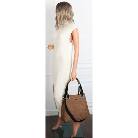 Torebka Damska Worek Listonoszka Pojemna Torba na Ramię YD8904 Czekoladowa