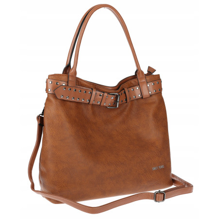 Torebka Damska Shopper worek modna duża torba A4 na Ramię 6866 Brązowa