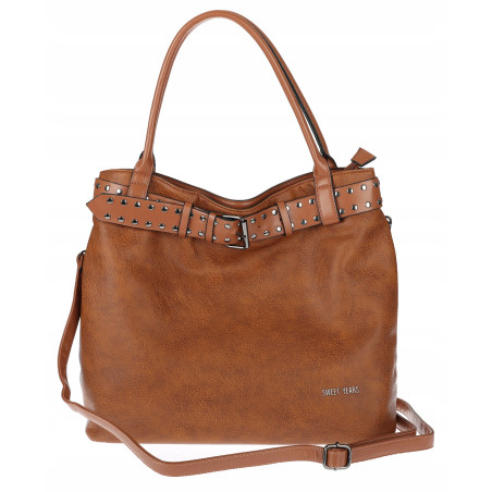 Torebka Damska Shopper worek modna duża torba A4 na Ramię 6866 Brązowa