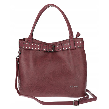 Torebka Damska Shopper worek modna duża torba A4 na Ramię 6866 Bordowa