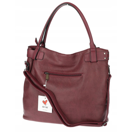 Torebka Damska Shopper worek modna duża torba A4 na Ramię 6866 Bordowa