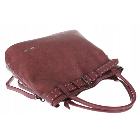 Torebka Damska Shopper worek modna duża torba A4 na Ramię 6866 Bordowa