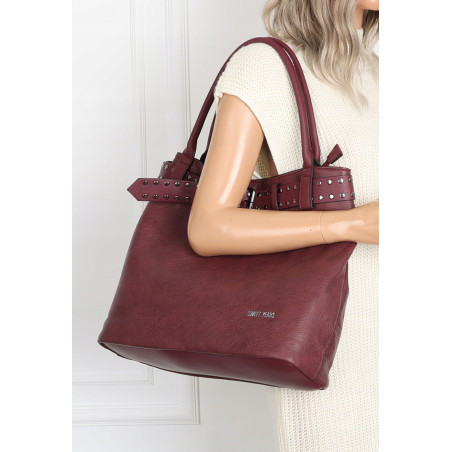 Torebka Damska Shopper worek modna duża torba A4 na Ramię 6866 Bordowa