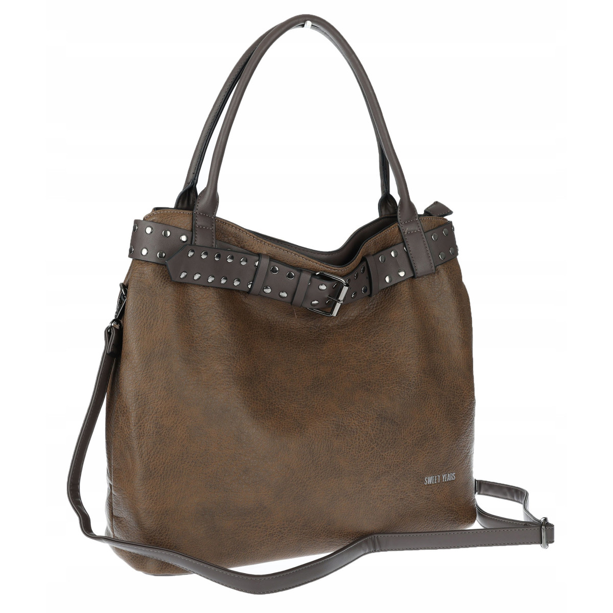 Torebka Damska Shopper worek modna duża torba A4 na Ramię 6866 Czekoladowa