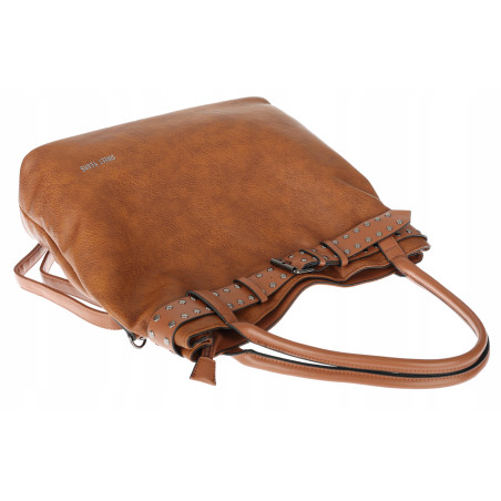 Torebka Damska Shopper worek modna duża torba A4 na Ramię 6866 Brązowa