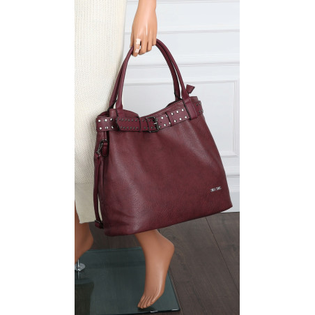 Torebka Damska Shopper worek modna duża torba A4 na Ramię 6866 Bordowa