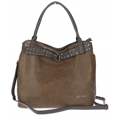 Torebka Damska Shopper worek modna duża torba A4 na Ramię 6866 Czekoladowa