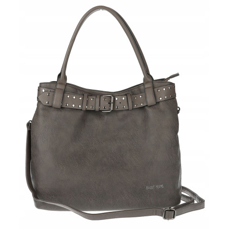 Torebka Damska Shopper worek modna duża torba A4 na Ramię 6866 Szara