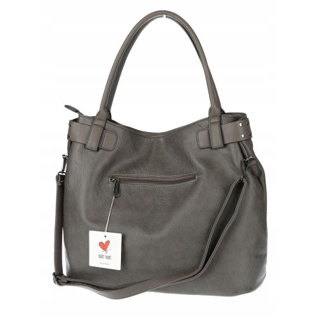 Torebka Damska Shopper worek modna duża torba A4 na Ramię 6866 Szara
