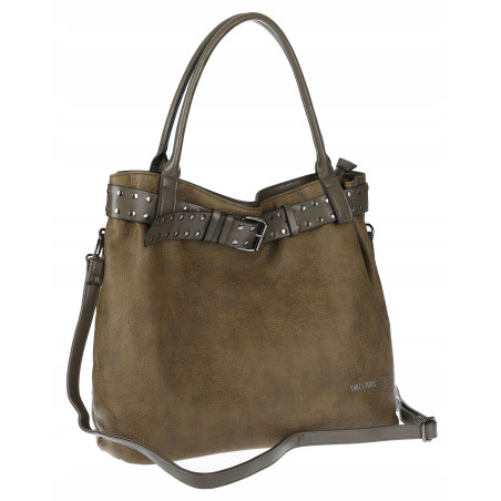 Torebka Damska Shopper worek modna duża torba A4 na Ramię 6866 Zielona