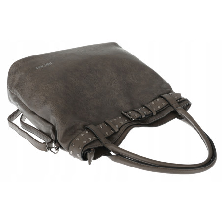 Torebka Damska Shopper worek modna duża torba A4 na Ramię 6866 Szara