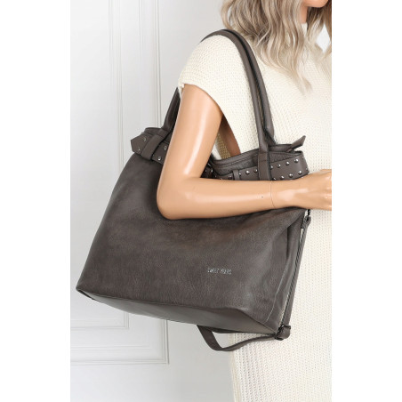 Torebka Damska Shopper worek modna duża torba A4 na Ramię 6866 Szara