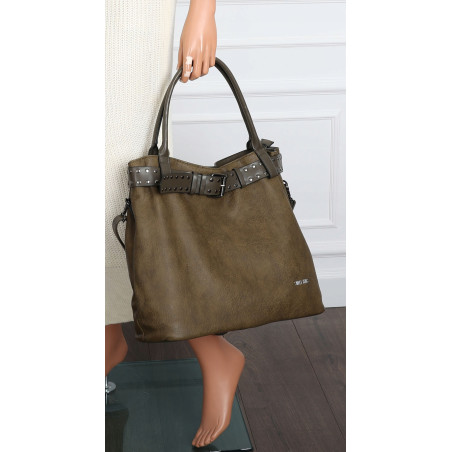 Torebka Damska Shopper worek modna duża torba A4 na Ramię 6866 Zielona