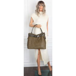 Torebka Damska Shopper worek modna duża torba A4 na Ramię 6866 Zielona