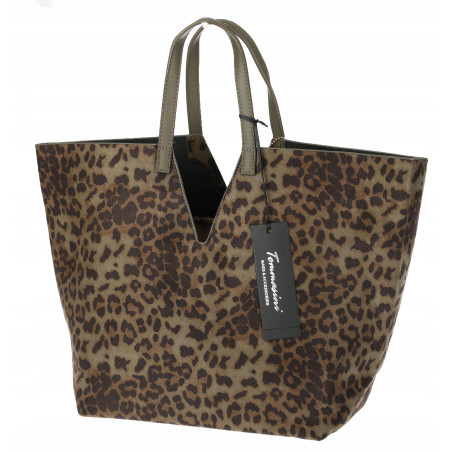 Torebka Damska Panterka Kuferek Shopper Tommasini Modna Duża 3658 Zielona