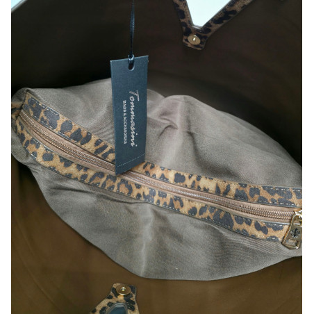 Torebka Damska Panterka Kuferek Shopper Tommasini Modna Duża 3658 Zielona