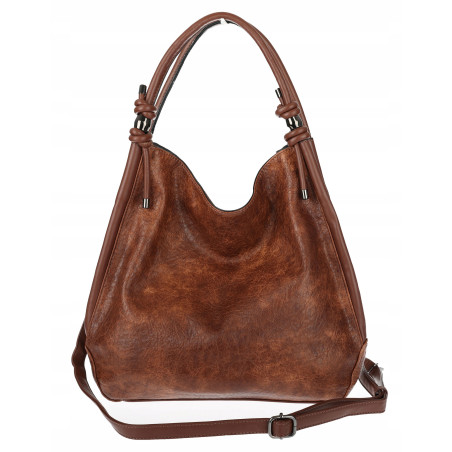 Torebka Damska listonoszka worek na ramię duża pojemna modna MC810 Brązowa