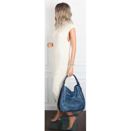 Torebka Damska listonoszka worek na ramię duża pojemna MC810 Niebieska