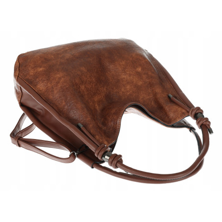 Torebka Damska listonoszka worek na ramię duża pojemna modna MC810 Brązowa