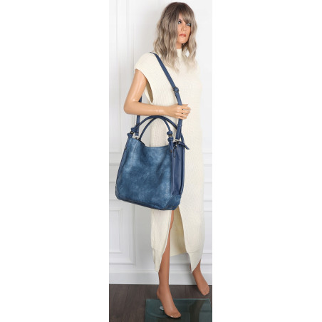 Torebka Damska listonoszka worek na ramię duża pojemna MC810 Niebieska