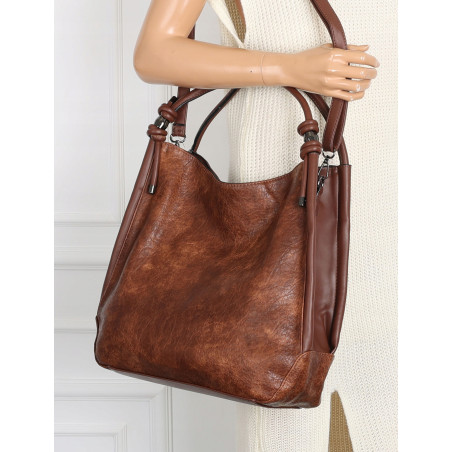 Torebka Damska listonoszka worek na ramię duża pojemna modna MC810 Brązowa