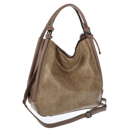 Torebka Damska listonoszka worek na ramię duża pojemna miejska MC810 Beżowa