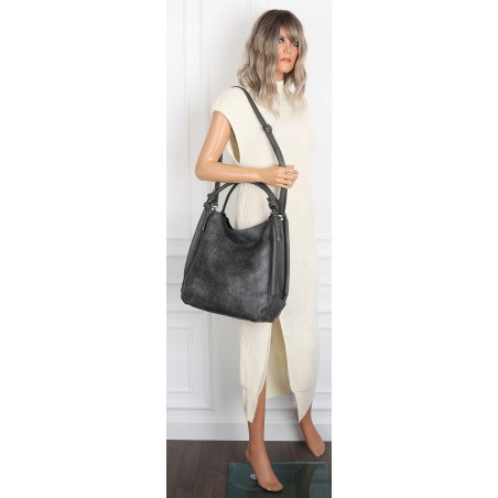 Torebka Damska listonoszka worek na ramię duża pojemna miejska MC810 Szara