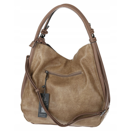 Torebka Damska listonoszka worek na ramię duża pojemna miejska MC810 Beżowa