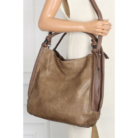 Torebka Damska listonoszka worek na ramię duża pojemna miejska MC810 Beżowa