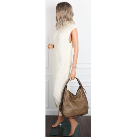 Torebka Damska listonoszka worek na ramię duża pojemna miejska MC810 Beżowa